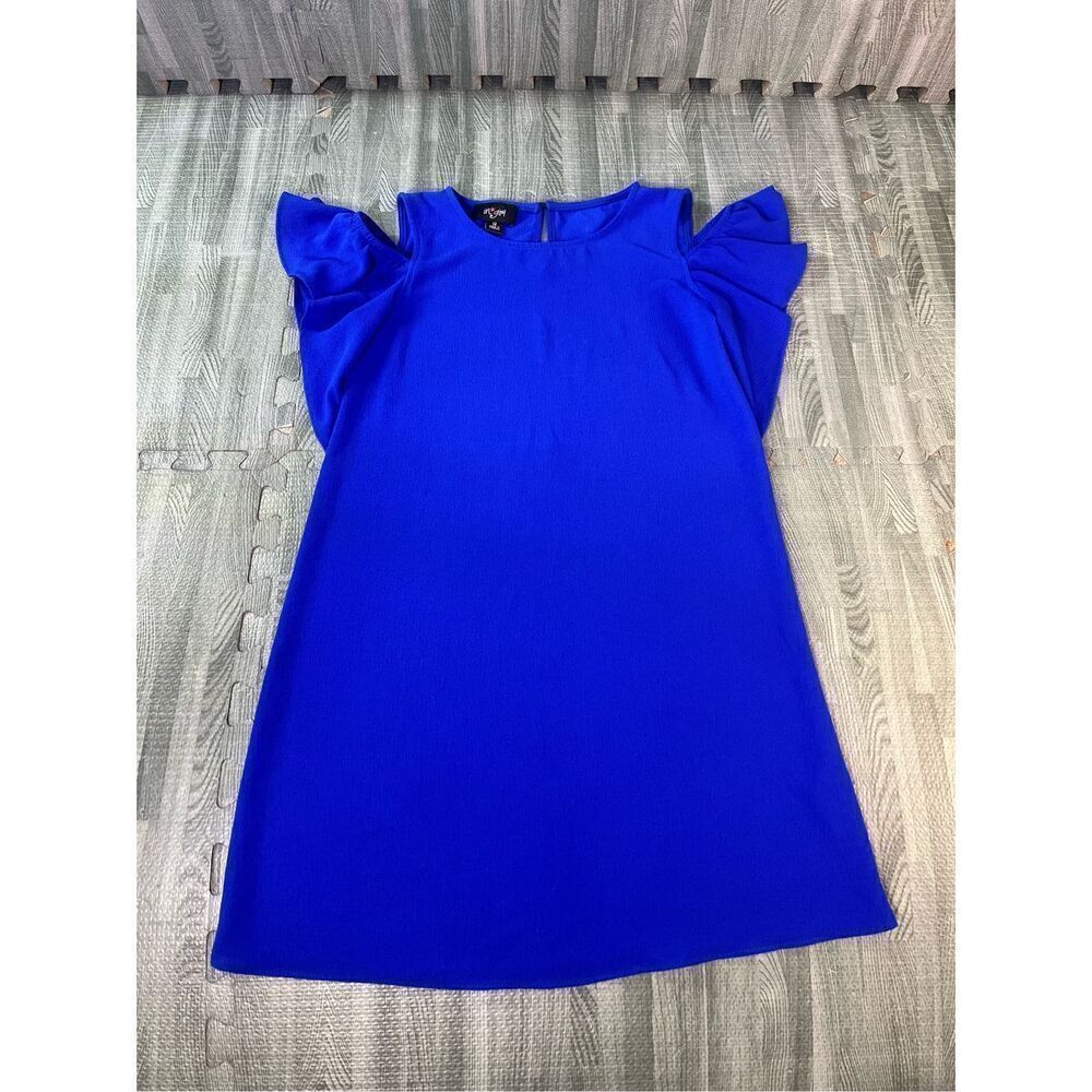 I.N. GIRL Blouse Girls Size 12 Blue Crew Neck Short Sleeve Hook & Loop